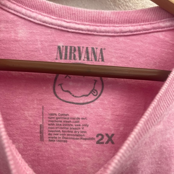 NIRVANA Women's Graphic Tie Dye Pink Short Sleeve T-shirt Pink Smiley Face 2X - Picture 3 of 7